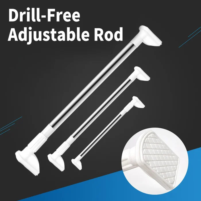 SteelyStang™ – Adjustable, drill-free Curtain and Shower rod