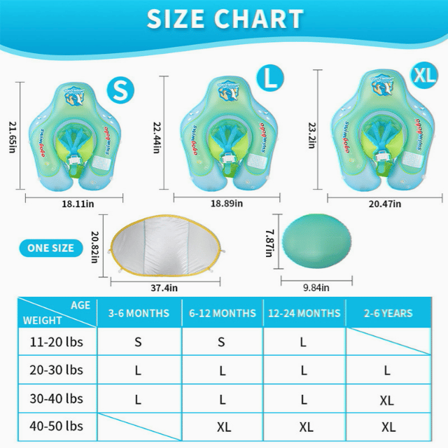 AquaFloaty™ – Baby Swim ring with Sun Canopy, Portable and Easy to inflate