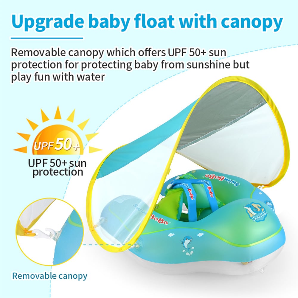 AquaFloaty™ – Baby Swim ring with Sun Canopy, Portable and Easy to inflate