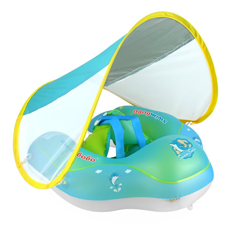 AquaFloaty™ – Baby Swim ring with Sun Canopy, Portable and Easy to inflate