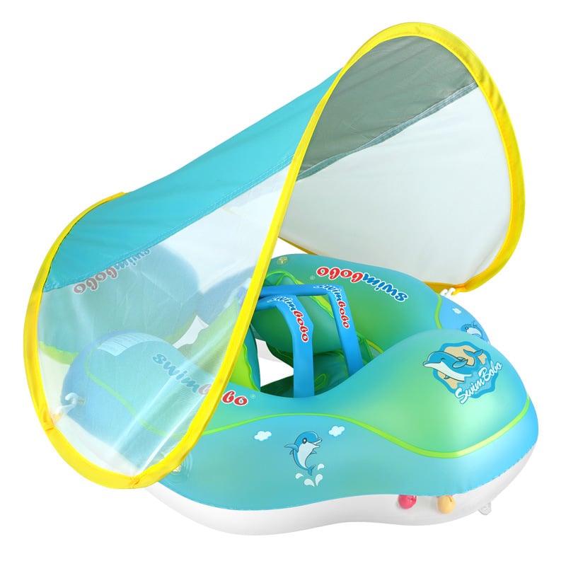 AquaFloaty™ – Baby Swim ring with Sun Canopy, Portable and Easy to inflate
