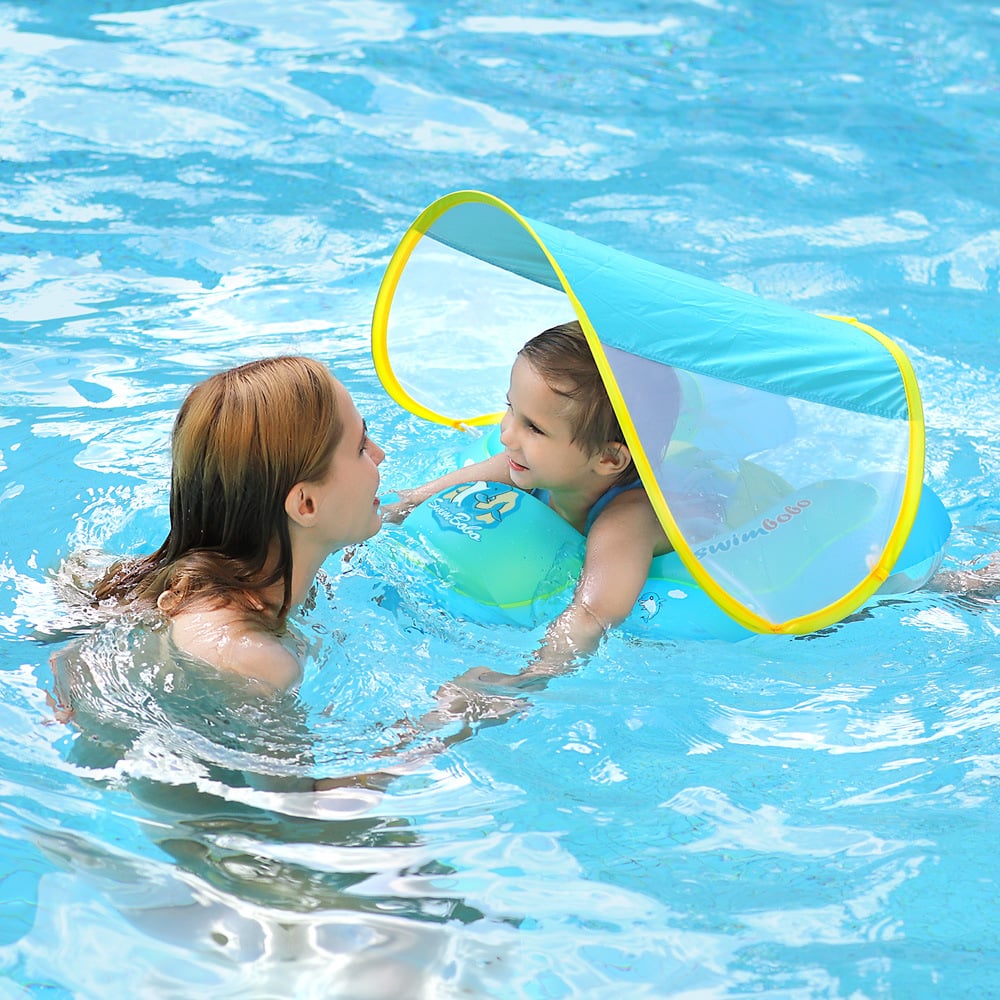 AquaFloaty™ – Baby Swim ring with Sun Canopy, Portable and Easy to inflate