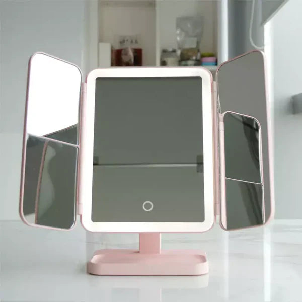 MirrorGlam™ – Elegant three-way fold-out LED make-up mirror