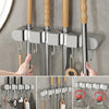 HoldSafeBar™ – Wall-Mounted Mop and Broom Holder with Hooks